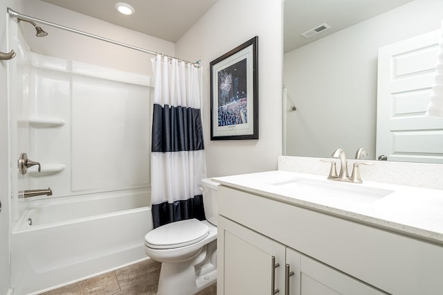 1013 Violet St, Spring Hill, TN 37174 - full bathroom with vanity, shower / bath combination with curtain, wood finished floors, and recessed lighting
