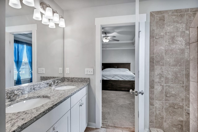 4905 Kingdom Dr, Murfreesboro, TN 37128 - ensuite bathroom with double vanity and ceiling fan