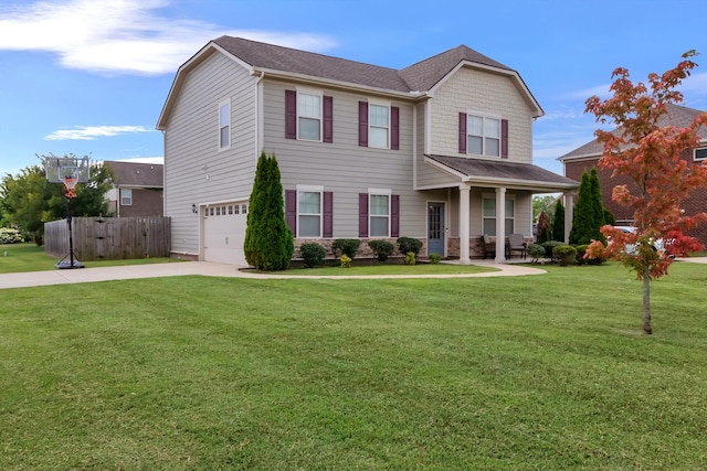 4905 Kingdom Dr, Murfreesboro, TN 37128 - view of front of home with a garage, concrete driveway, a porch, and a shingled roof