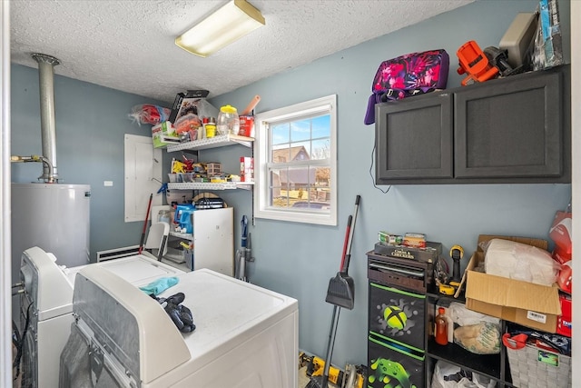2720 Buckner Rd, Thompsons Station, TN 37179 - washroom featuring cabinet space, washer and dryer, a textured ceiling, and electric panel