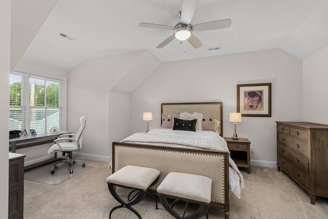 1450 Championship Blvd, Franklin, TN 37064 - bedroom featuring vaulted ceiling, light carpet, and ceiling fan