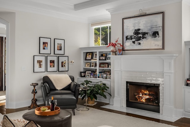 1450 Championship Blvd, Franklin, TN 37064 - sitting room with ornamental molding, a fireplace, and wood finished floors