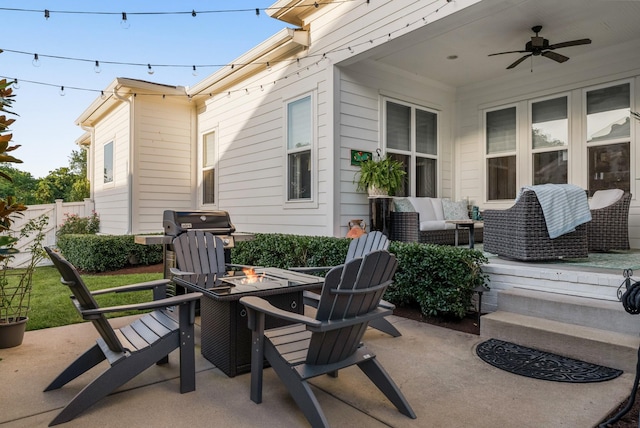 1450 Championship Blvd, Franklin, TN 37064 - view of patio / terrace with a ceiling fan, grilling area, and an outdoor living space with a fire pit