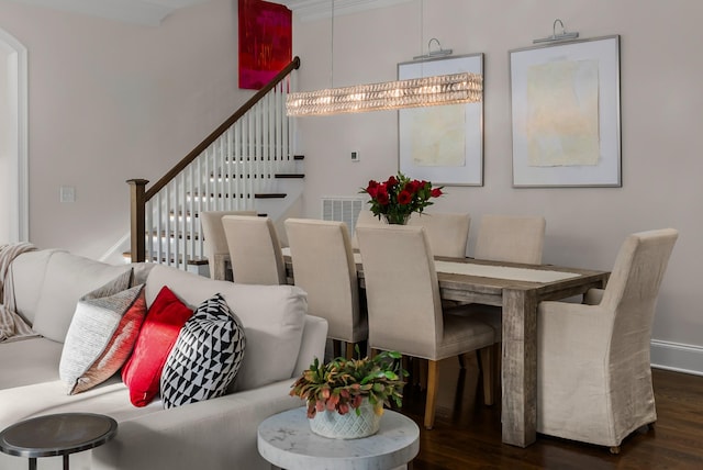 1450 Championship Blvd, Franklin, TN 37064 - dining room featuring wood finished floors, stairs, and a chandelier