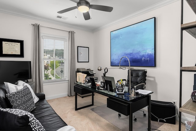 1450 Championship Blvd, Franklin, TN 37064 - office featuring light colored carpet, ornamental molding, and ceiling fan