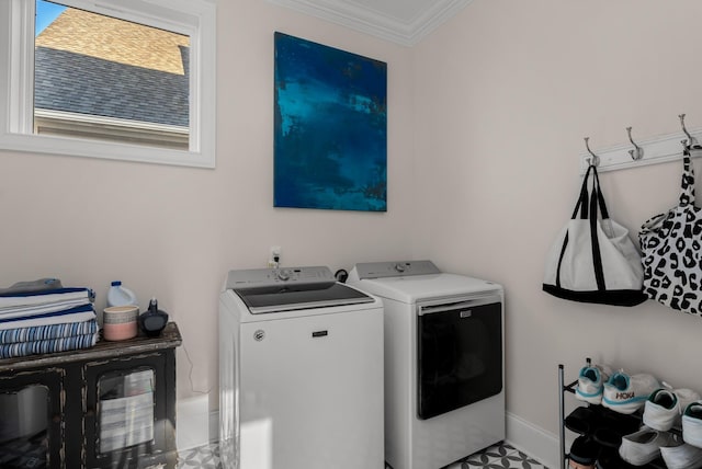 1450 Championship Blvd, Franklin, TN 37064 - laundry area with washer and dryer and crown molding