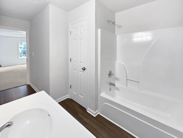 2919 Sams Ct, Spring Hill, TN 37174 - full bath featuring wood finished floors, shower / bathtub combination, and vanity