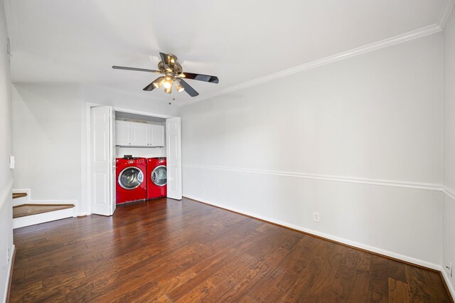 1900 Richard Jones Rd Unit X2, Nashville, TN 37215 - unfurnished room featuring separate washer and dryer, dark wood finished floors, a ceiling fan, and crown molding