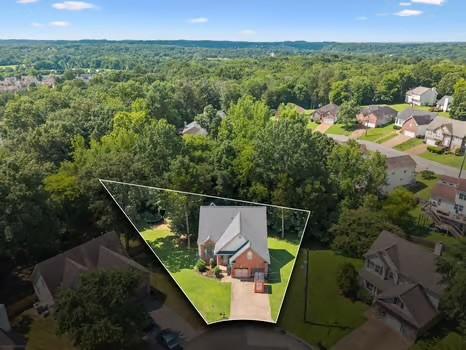 1604 Yarmouth Ct, Old Hickory, TN 37138 - aerial view of property's location featuring a forest and property boundaries highlighted