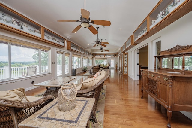 627 Eastbrook Rd, Estill Springs, TN 37330 - sunroom with lofted ceiling, wood finished floors, recessed lighting, and french doors