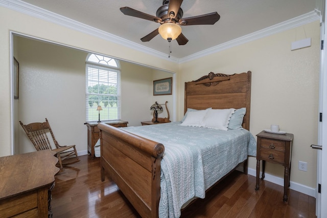 627 Eastbrook Rd, Estill Springs, TN 37330 - bedroom with ornamental molding, dark wood-style floors, and ceiling fan