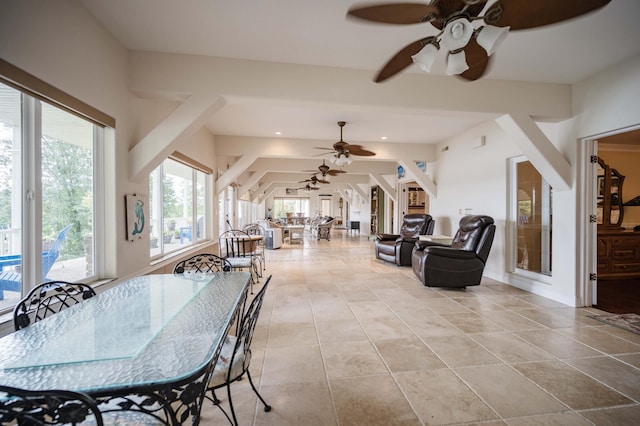 627 Eastbrook Rd, Estill Springs, TN 37330 - dining area featuring ceiling fan, tile patterned floors, and recessed lighting