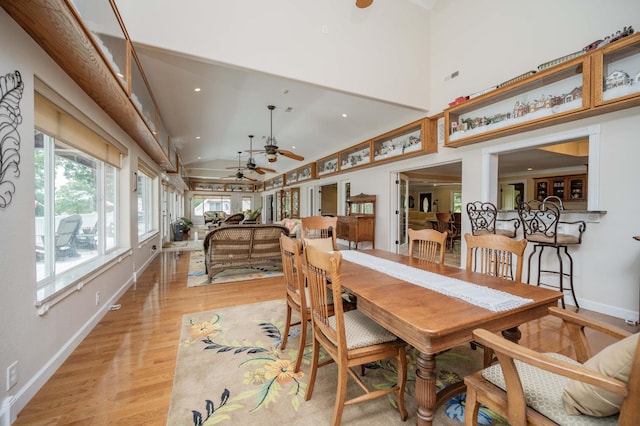 627 Eastbrook Rd, Estill Springs, TN 37330 - dining space with a ceiling fan, lofted ceiling, light wood finished floors, and recessed lighting