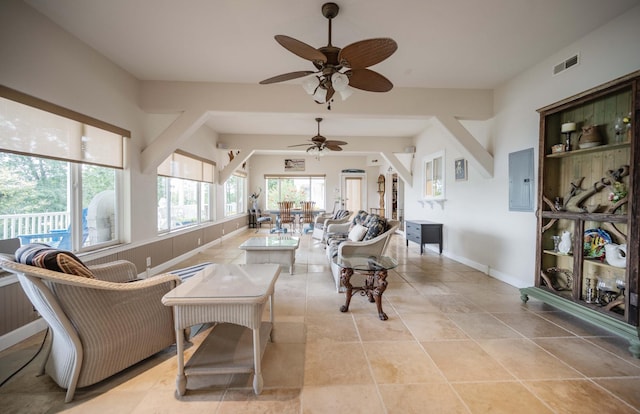 627 Eastbrook Rd, Estill Springs, TN 37330 - living area featuring ceiling fan and electric panel