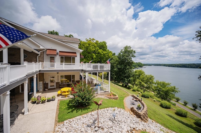 627 Eastbrook Rd, Estill Springs, TN 37330 - view of yard featuring a patio, a deck with water view, and stairs