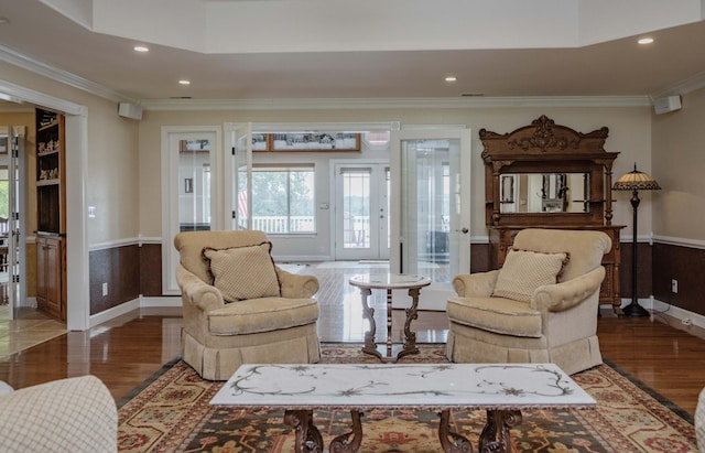 627 Eastbrook Rd, Estill Springs, TN 37330 - living room with crown molding, wood finished floors, and recessed lighting