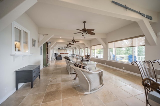 627 Eastbrook Rd, Estill Springs, TN 37330 - living room with ceiling fan and light tile patterned floors