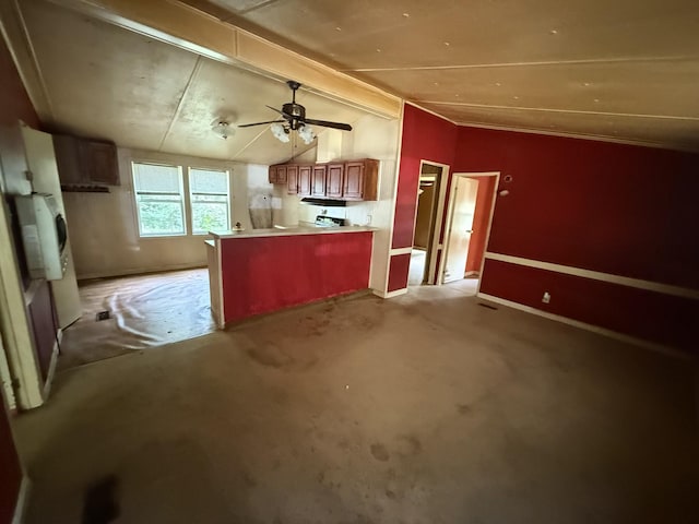 211 Pinetree Rd, Sewanee, TN 37375 - unfurnished living room featuring lofted ceiling, ceiling fan, and heating unit