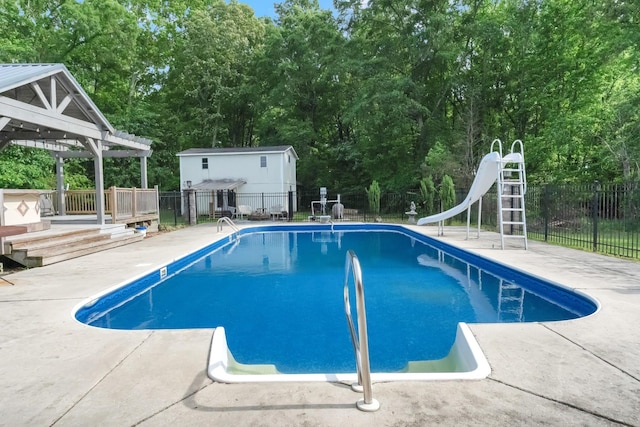 6685 Lynchburg Rd, Winchester, TN 37398 - view of pool with a water slide, a patio area, and a gazebo
