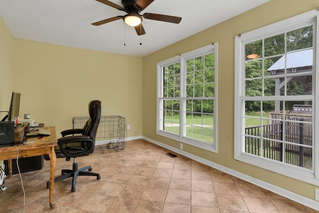 6685 Lynchburg Rd, Winchester, TN 37398 - office area with ceiling fan and baseboards