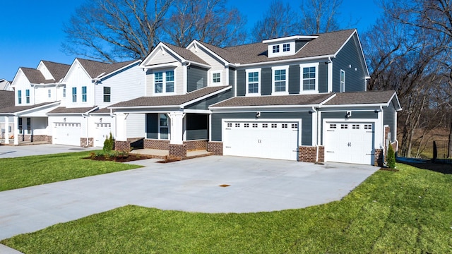 3407 Shigo St, Murfreesboro, TN 37130 - view of front of house with brick siding, concrete driveway, roof with shingles, a front yard, and a garage