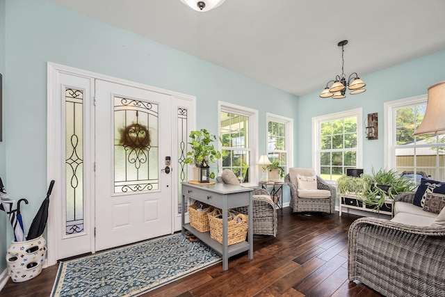 702 John Windrow Rd, Eagleville, TN 37060 - entrance foyer featuring dark wood-style flooring and a chandelier
