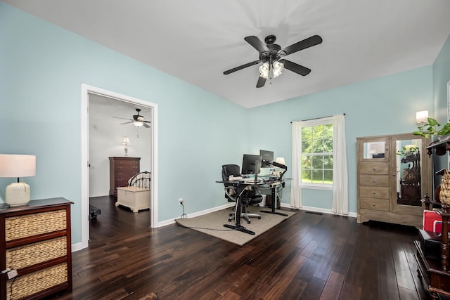 702 John Windrow Rd, Eagleville, TN 37060 - office area with a ceiling fan and wood finished floors