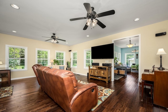 702 John Windrow Rd, Eagleville, TN 37060 - living room featuring a ceiling fan, hardwood / wood-style flooring, and recessed lighting