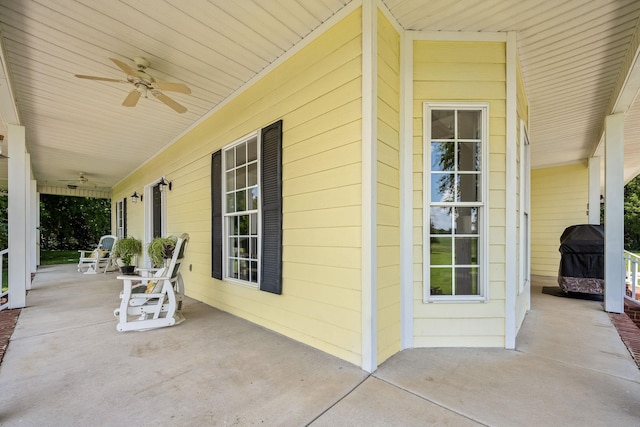 702 John Windrow Rd, Eagleville, TN 37060 - covered porch featuring a ceiling fan and area for grilling