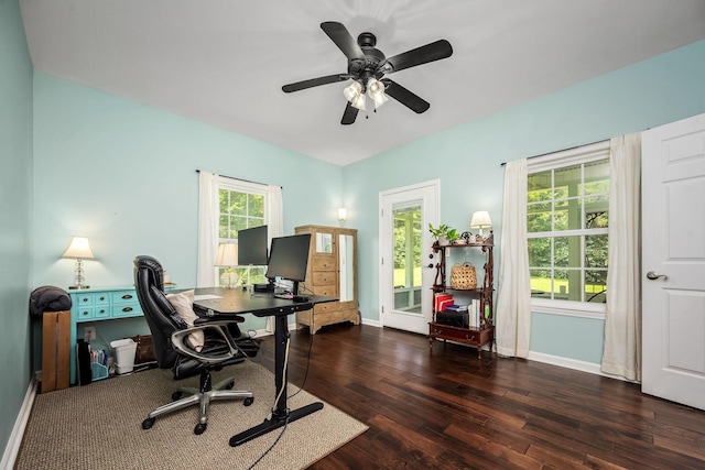 702 John Windrow Rd, Eagleville, TN 37060 - office with hardwood / wood-style flooring and ceiling fan