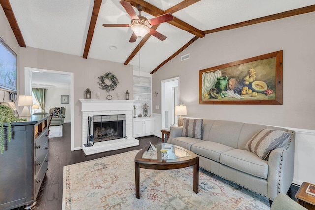 914 E Northfield Blvd, Murfreesboro, TN 37130 - living room featuring ceiling fan, dark wood-type flooring, and a fireplace