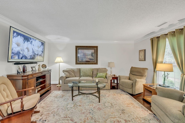 914 E Northfield Blvd, Murfreesboro, TN 37130 - living area with a textured ceiling, crown molding, and wood finished floors