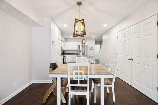 4826 Chelanie Cir, Murfreesboro, TN 37129 - dining space featuring a chandelier, dark wood-style floors, and recessed lighting
