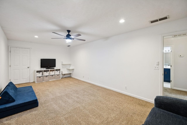 4826 Chelanie Cir, Murfreesboro, TN 37129 - carpeted living room with ceiling fan and recessed lighting