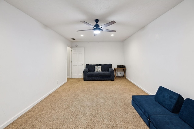4826 Chelanie Cir, Murfreesboro, TN 37129 - sitting room with recessed lighting, light colored carpet, and a ceiling fan