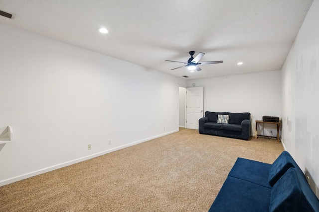 4826 Chelanie Cir, Murfreesboro, TN 37129 - living area with ceiling fan, carpet floors, and recessed lighting