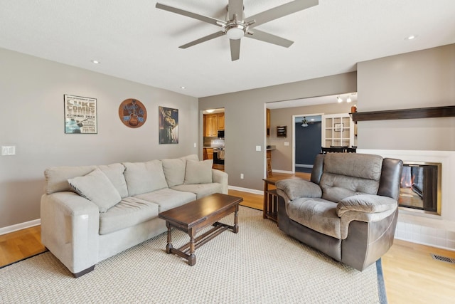 2261 High Meadow Dr, Murfreesboro, TN 37129 - living area with ceiling fan, light wood-type flooring, and recessed lighting
