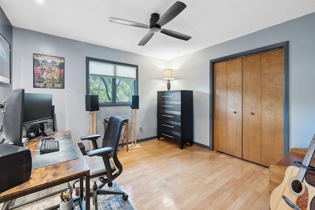 2261 High Meadow Dr, Murfreesboro, TN 37129 - office area with a ceiling fan and light wood-style floors