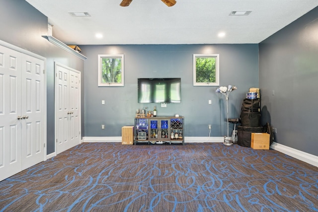 2261 High Meadow Dr, Murfreesboro, TN 37129 - living room featuring carpet floors, ceiling fan, plenty of natural light, and recessed lighting