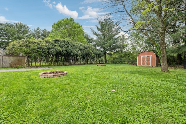 2261 High Meadow Dr, Murfreesboro, TN 37129 - fenced backyard with an outdoor fire pit and a shed