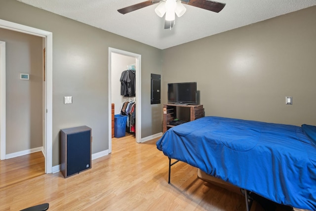 2261 High Meadow Dr, Murfreesboro, TN 37129 - bedroom with a spacious closet, light wood-style floors, electric panel, and ceiling fan