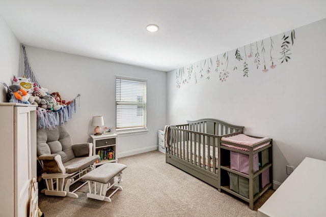 3612 Shady Forest Dr, Murfreesboro, TN 37128 - carpeted bedroom featuring a crib and baseboards