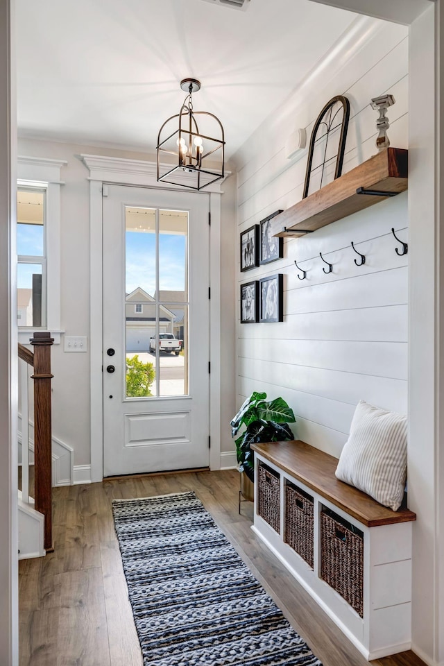 3612 Shady Forest Dr, Murfreesboro, TN 37128 - mudroom with a chandelier, plenty of natural light, and wood finished floors