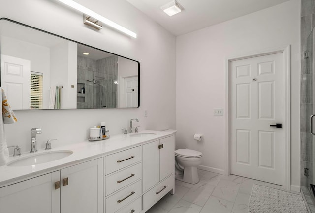 720 N Wickshire Way, Brentwood, TN 37027 - bathroom featuring marble look tile flooring, a stall shower, and double vanity