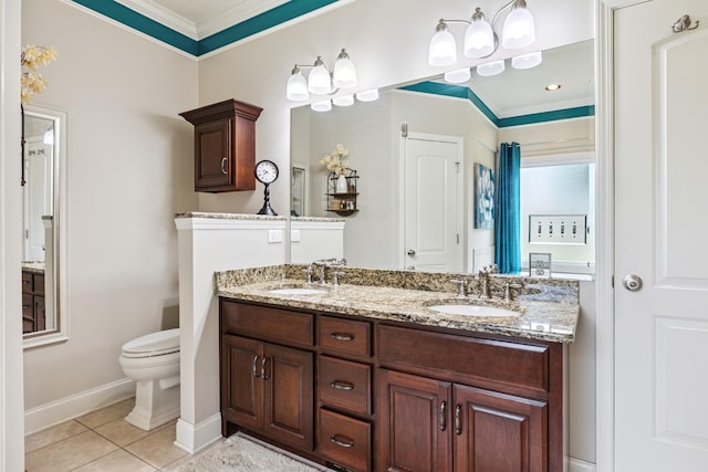 835 Banner Dr, Murfreesboro, TN 37129 - bathroom featuring ornamental molding, double vanity, and tile patterned floors