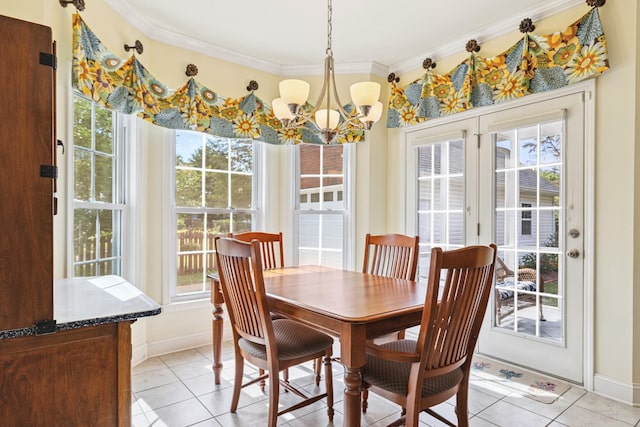 835 Banner Dr, Murfreesboro, TN 37129 - dining room featuring a chandelier, light tile patterned flooring, and ornamental molding