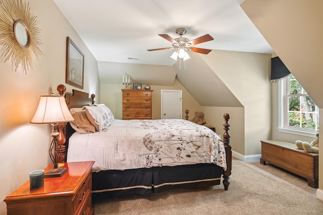 835 Banner Dr, Murfreesboro, TN 37129 - bedroom featuring carpet, vaulted ceiling, and a ceiling fan