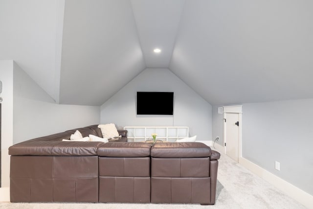 212 Rich Cir, Franklin, TN 37064 - home theater featuring vaulted ceiling, carpet flooring, and recessed lighting