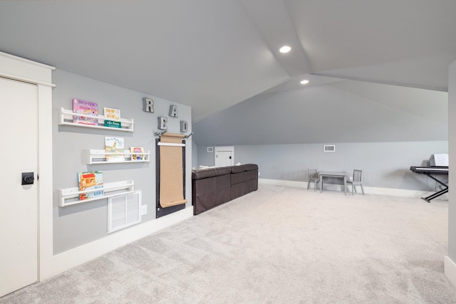 212 Rich Cir, Franklin, TN 37064 - living area featuring recessed lighting, vaulted ceiling, and carpet