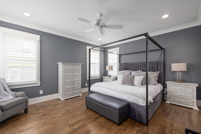 212 Rich Cir, Franklin, TN 37064 - bedroom with crown molding, wood finished floors, recessed lighting, and ceiling fan